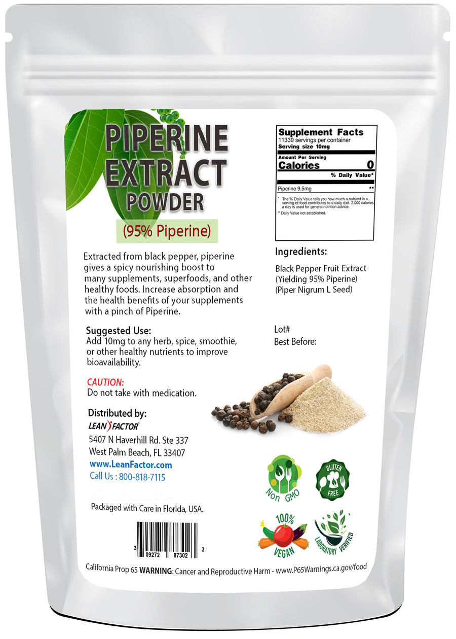Piperine Powder (Black Pepper Extract) General Health Lean Factor 